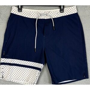 BYLT Swim Trunks Mens Medium Blue White Coastal Boardshort Colorblock Stretch